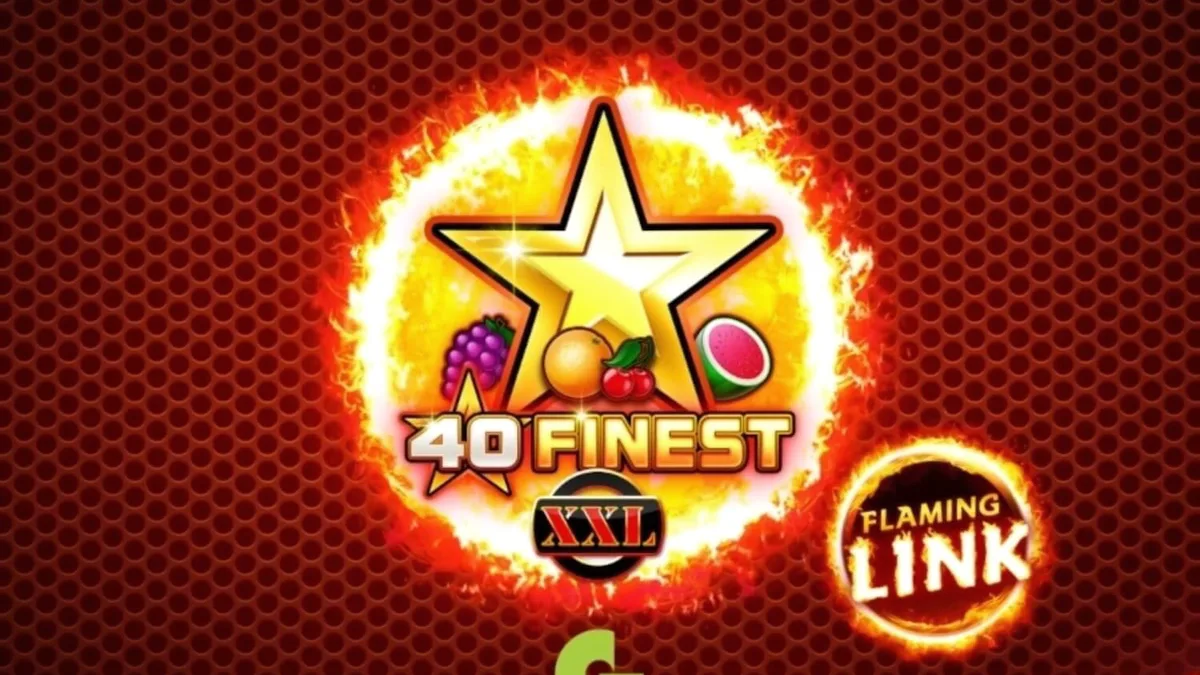 Tampilan visual slot 40 Finest XXL Flaming Link dengan simbol buah neon dan api